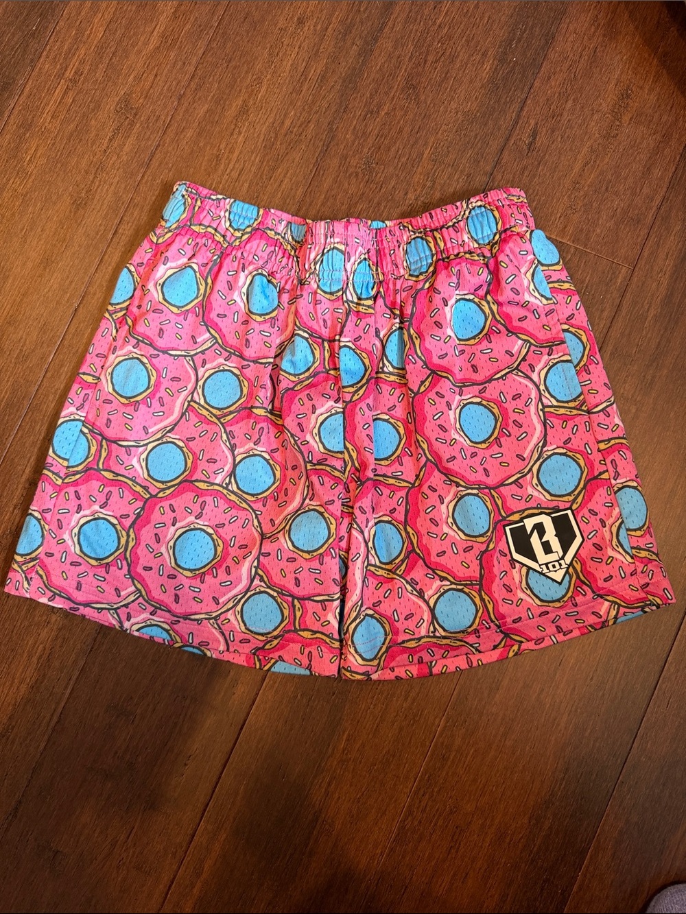 B101 Donut Print Kids Shorts - Pink Blue